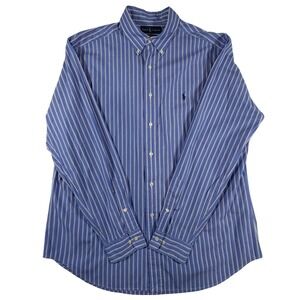 Ralph Lauren Mens Classic Fit Striped Button Down Shirt Blue White 16.5 34/35